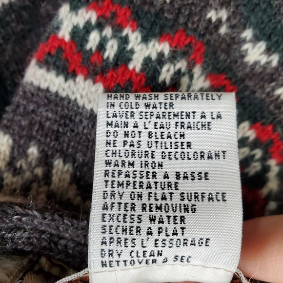 Vintage  90s Y2K Fairisle Grampa Wool Vest Size Medium Gray Red Apres Ski - Picture 11 of 13